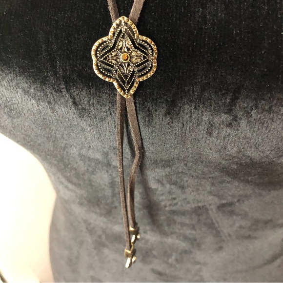 27” Brown Leather Necklace with Sliding Charm - Picture 2 of 6